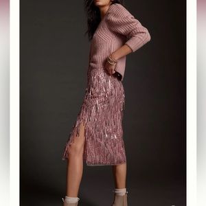 NEW with tags! Maeve for Anthropologie “Fringed Sequined Midi Skirt”!